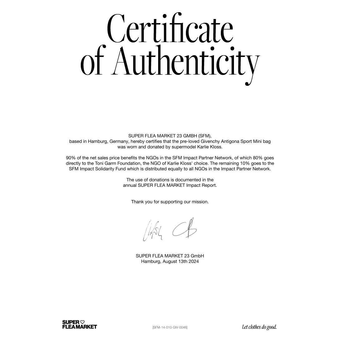 SFM  Certificate of Authenticity_Karlie Kloss_Givenchy